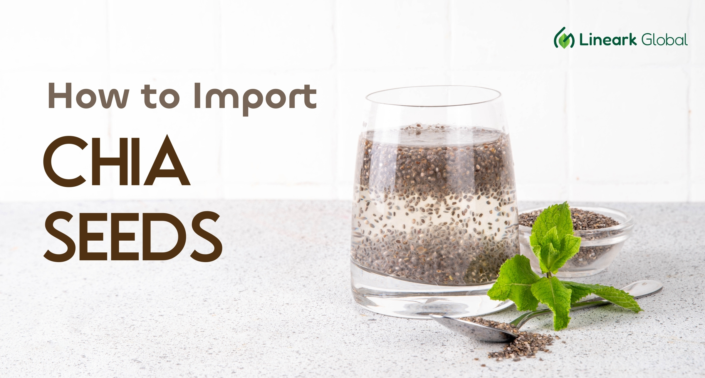 Chia seeds in water, in bowl with leaf